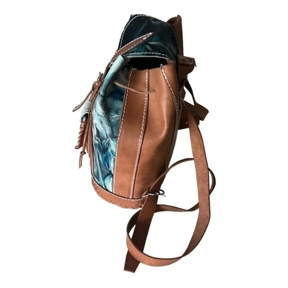 Vintage Multicolored Genuine Leather Light Weight Artisan Backpack